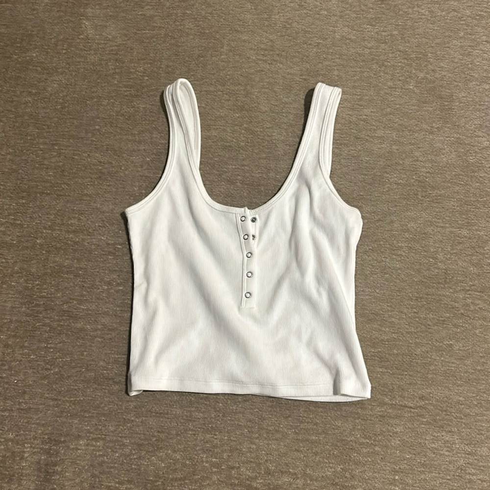 White button up tank top